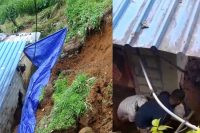 නිවසක් මතට වැටුණු පස් කන්දක් ඉවත් කරමින් සිටි පිරිසක් මතට තවත් පස් කන්දක් කඩා වැටෙයි