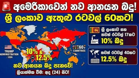 ශ්‍රී ලංකාව ඇතුළු රටවල් 60කට අමෙරිකාවෙන් නව ආනයන බදු පැනවීම පිළිබඳ පුවත
